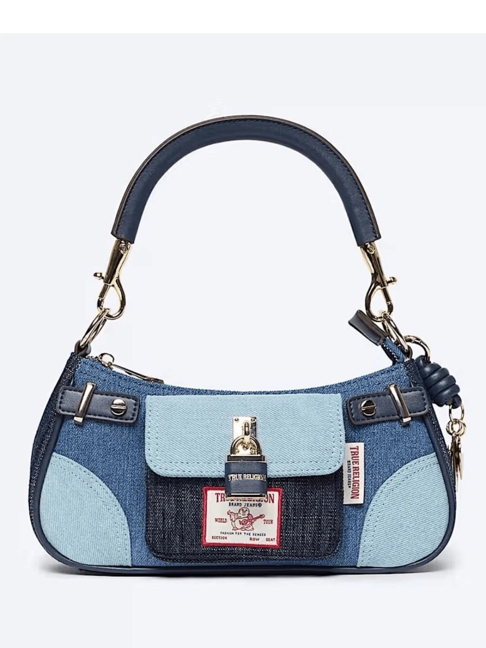 True Religion Denim Patchwork Mini Shoulder Bag in Blue